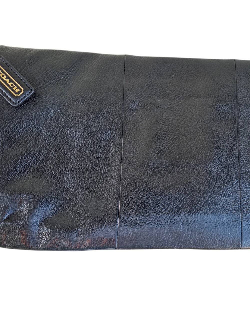 Coach - Kristin Large 14" Long Black Leather Clutch With Gold Hardware - Picture 3 of 16